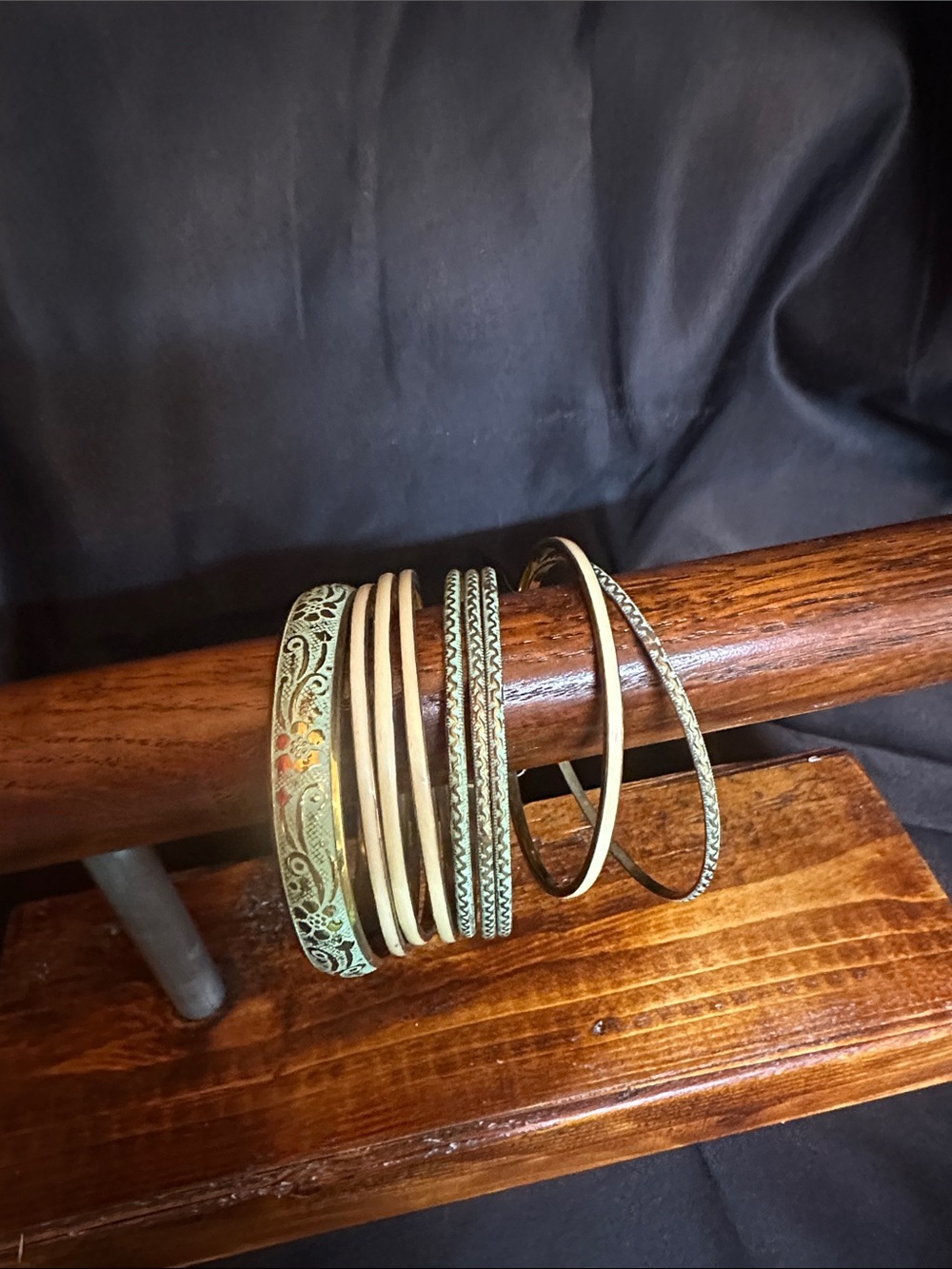 # JC71 Gold and Green Bangle Set